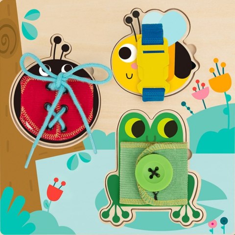 TOOKY TOY Drewniana Tablica Edukacyjna Sorter Trening Ćwiczenia Sznurek Guzik Klamerka