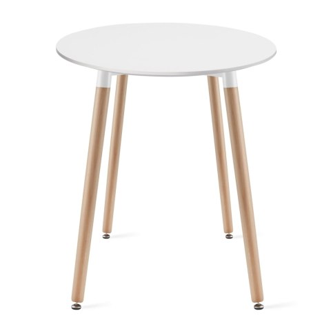Stół KAMI Okrągły 60cm - biały / naturalne nogi