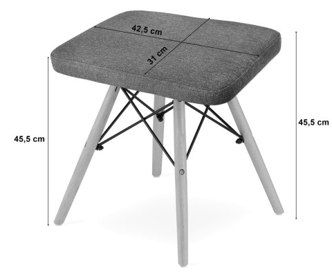 Taboret WERK - szary materiał / nogi naturalne x 4