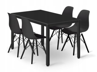 Zestaw stół prostokątny TESSA 120x60 czarny + 4 krzesła OSAKA czarne