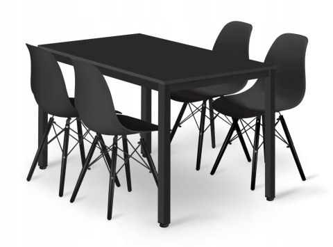Zestaw stół prostokątny TESSA 120x60 czarny + 4 krzesła OSAKA czarne