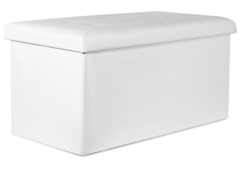 Pufa składana XXL z guzikami - 80x40x40cm ekoskóra biała