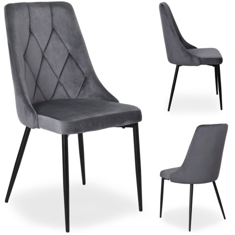 Krzesło LINCOLN VELVET tapicerowane grafitowy aksamit