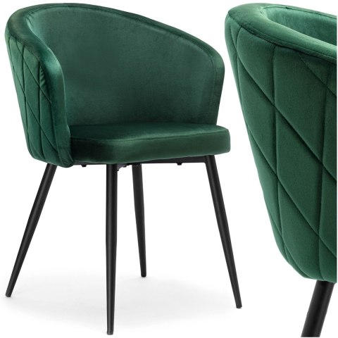 Krzesło welurowe HAMPTON VELVET ciemnozielone